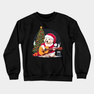 Golden Retriever Playing Guitar Christmas Crewneck Sweatshirt